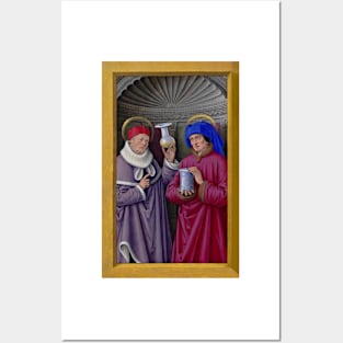 Saints Cosmas and Damian, miniature from the Grandes Heures of Anne of Brittany - Jean Bourdichon Posters and Art